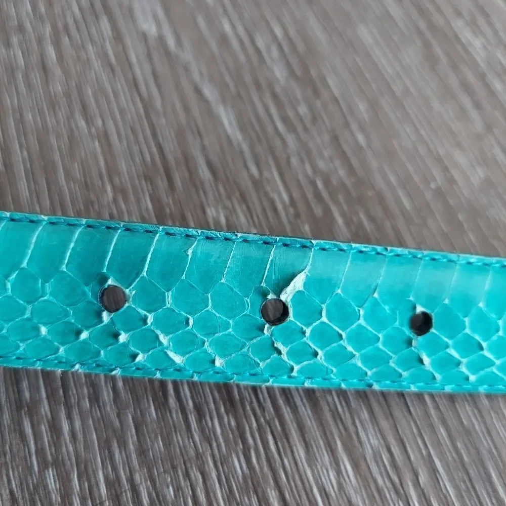 RETRO COLLECTIF GENUINE SNAKESKIN TEAL BELT SIZE LARGE